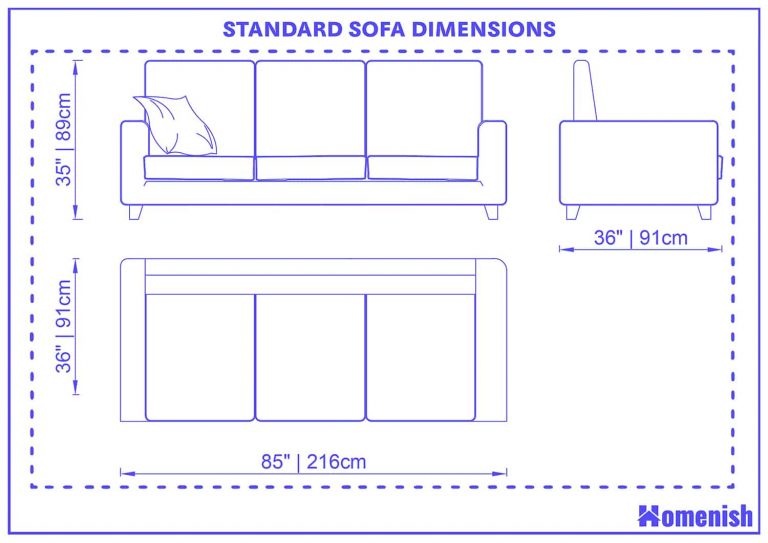 Sofa Dimensions - A Ultimate Guide (with Drawings) - Homenish