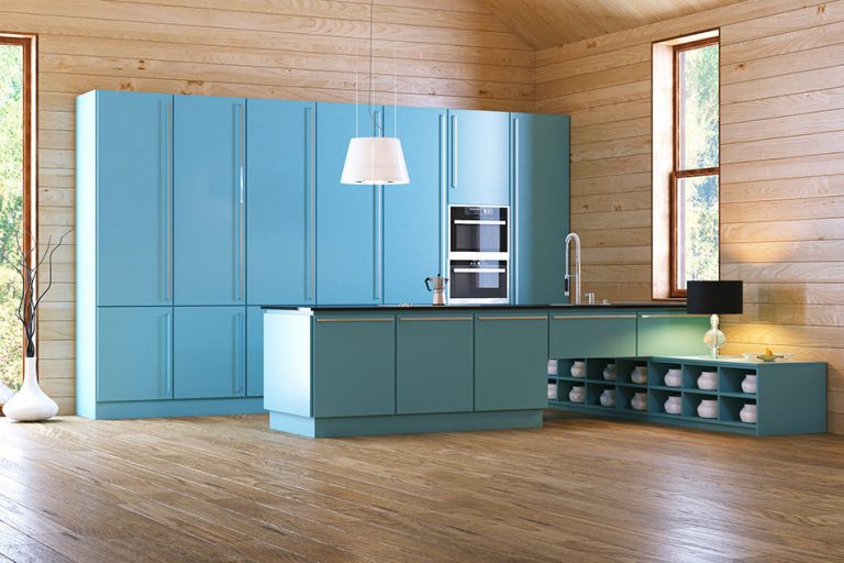 blue and brown kitchen design idea