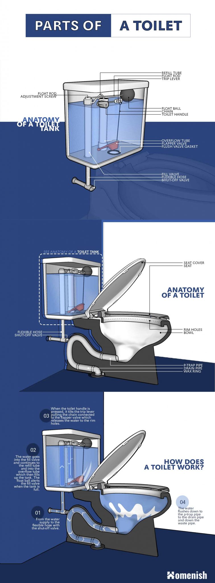 Parts of a Toilet and How It Works (3 Detailed Diagrams) Homenish