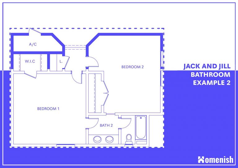 corner jack and jill bathroom layout