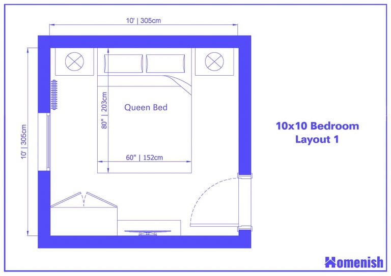 10x10 Bedroom Layout 1 768x543 