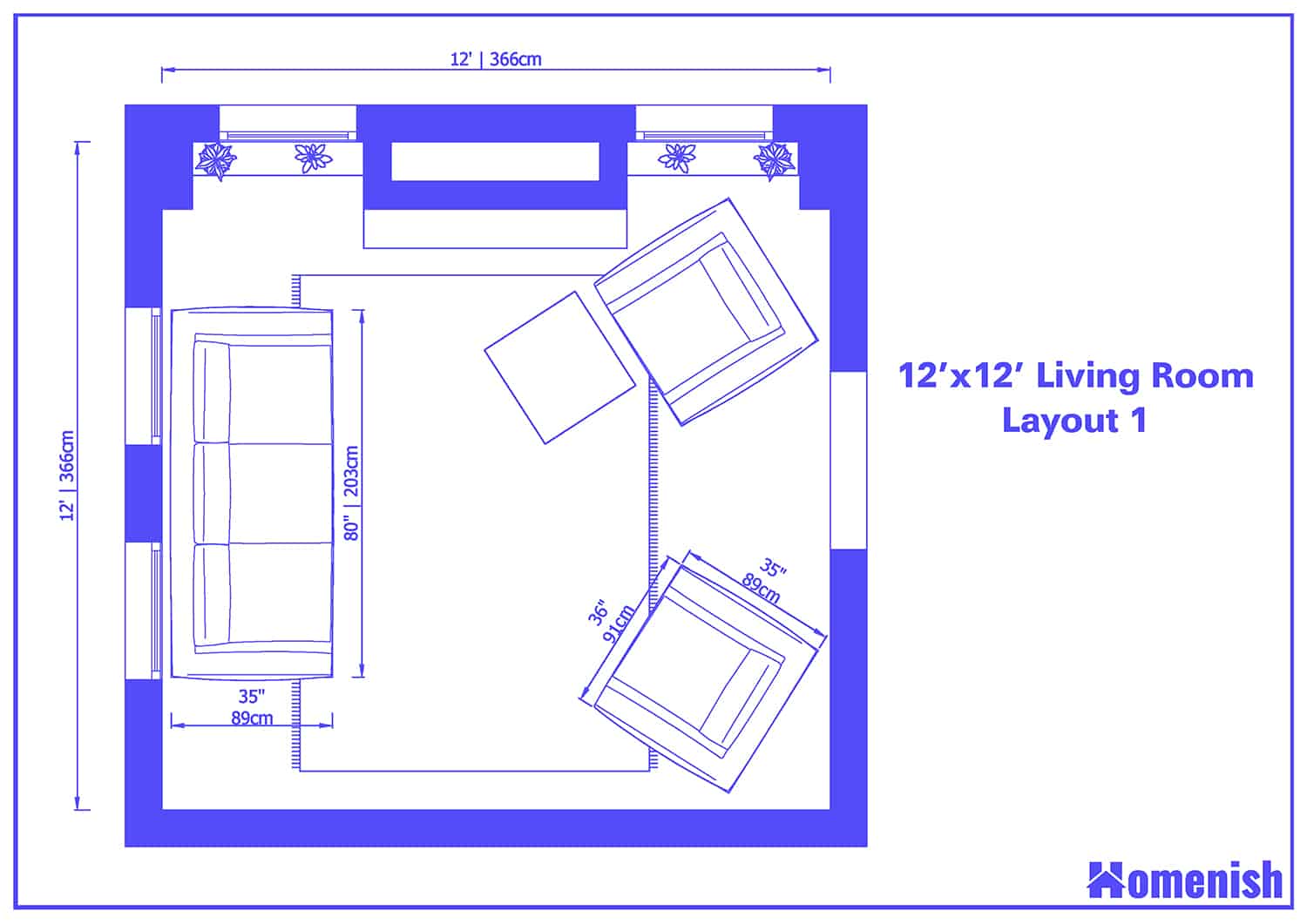Floor Plan 12x12 Living Room Layout