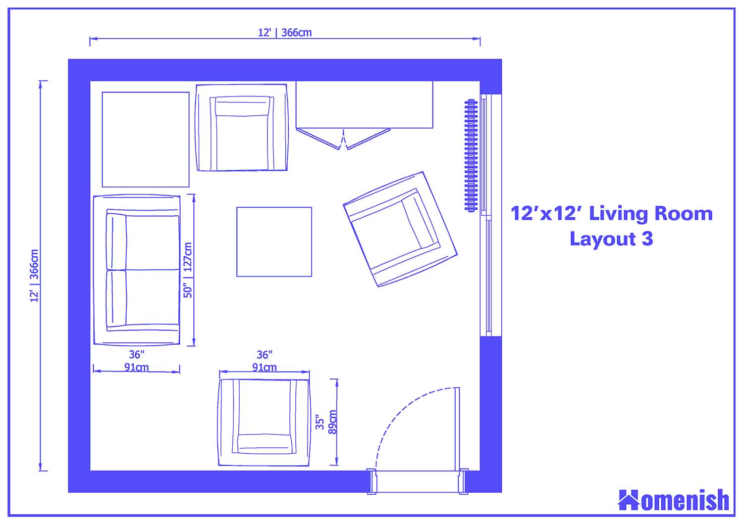 12 X 12 Living Room Layout