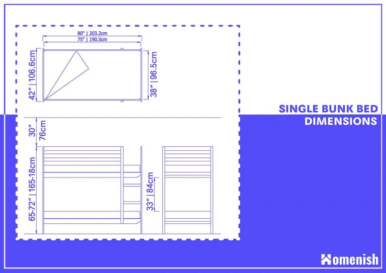 Standard Bunk Bed Dimensions with 3 Drawings Homenish