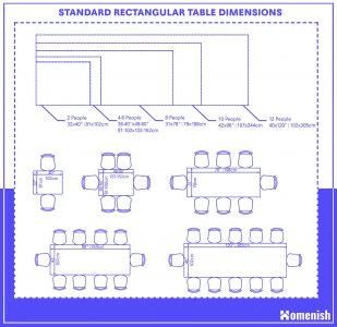 Guide to Standard Rectangle Table Sizes (with Drawings) - Homenish
