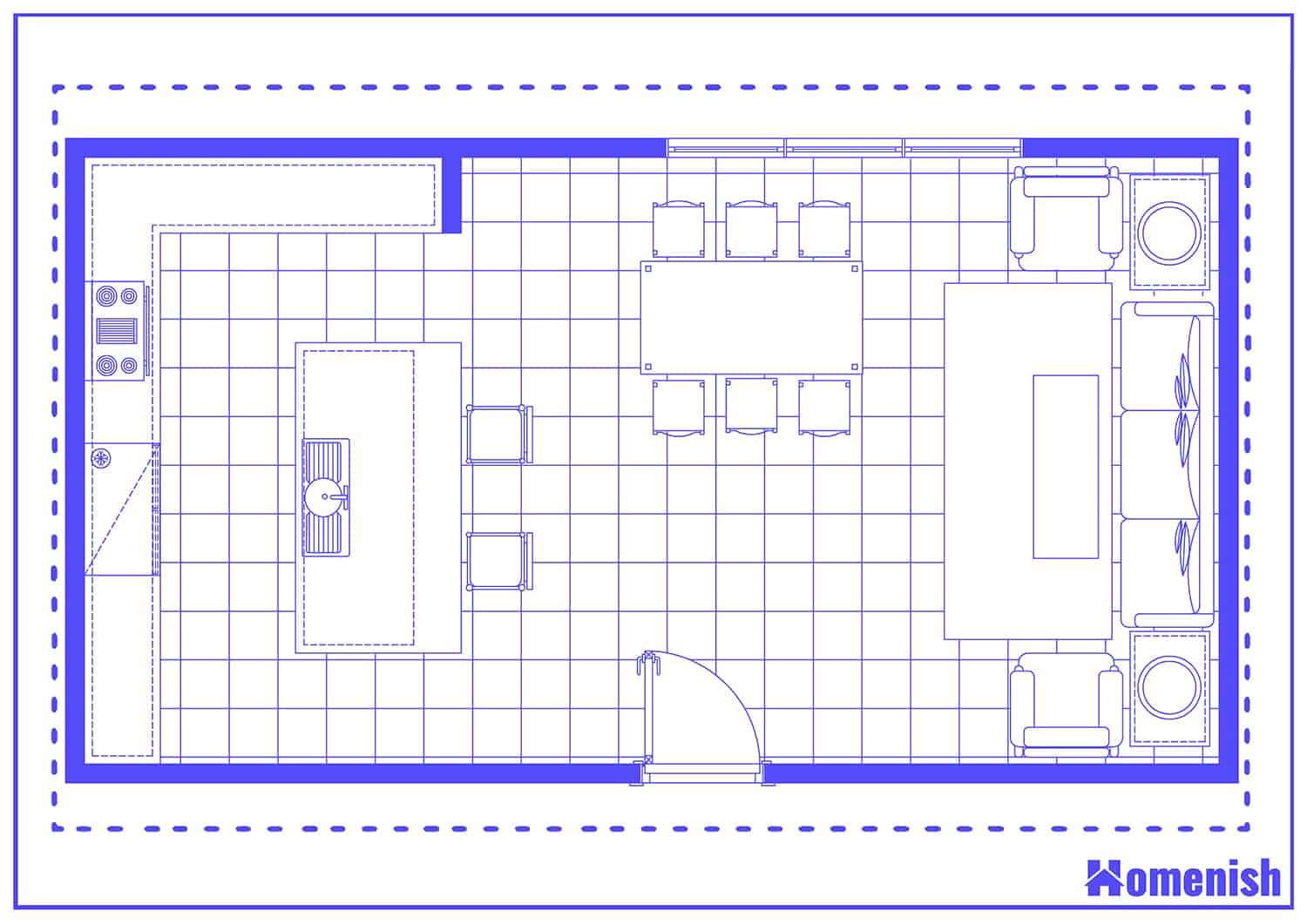 kitchen dining room combo floor plans
