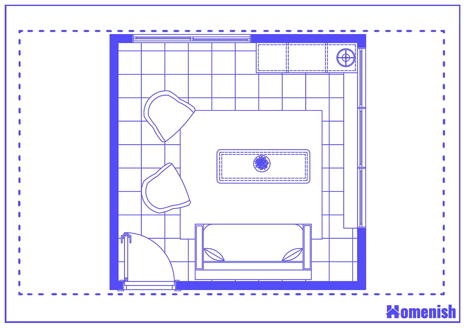 square living room floor plan