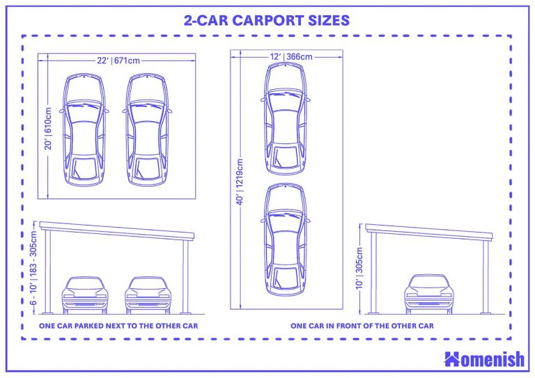 Standard Carport Sizes and Guidelines (with 5 Detailed Drawings) - Homenish