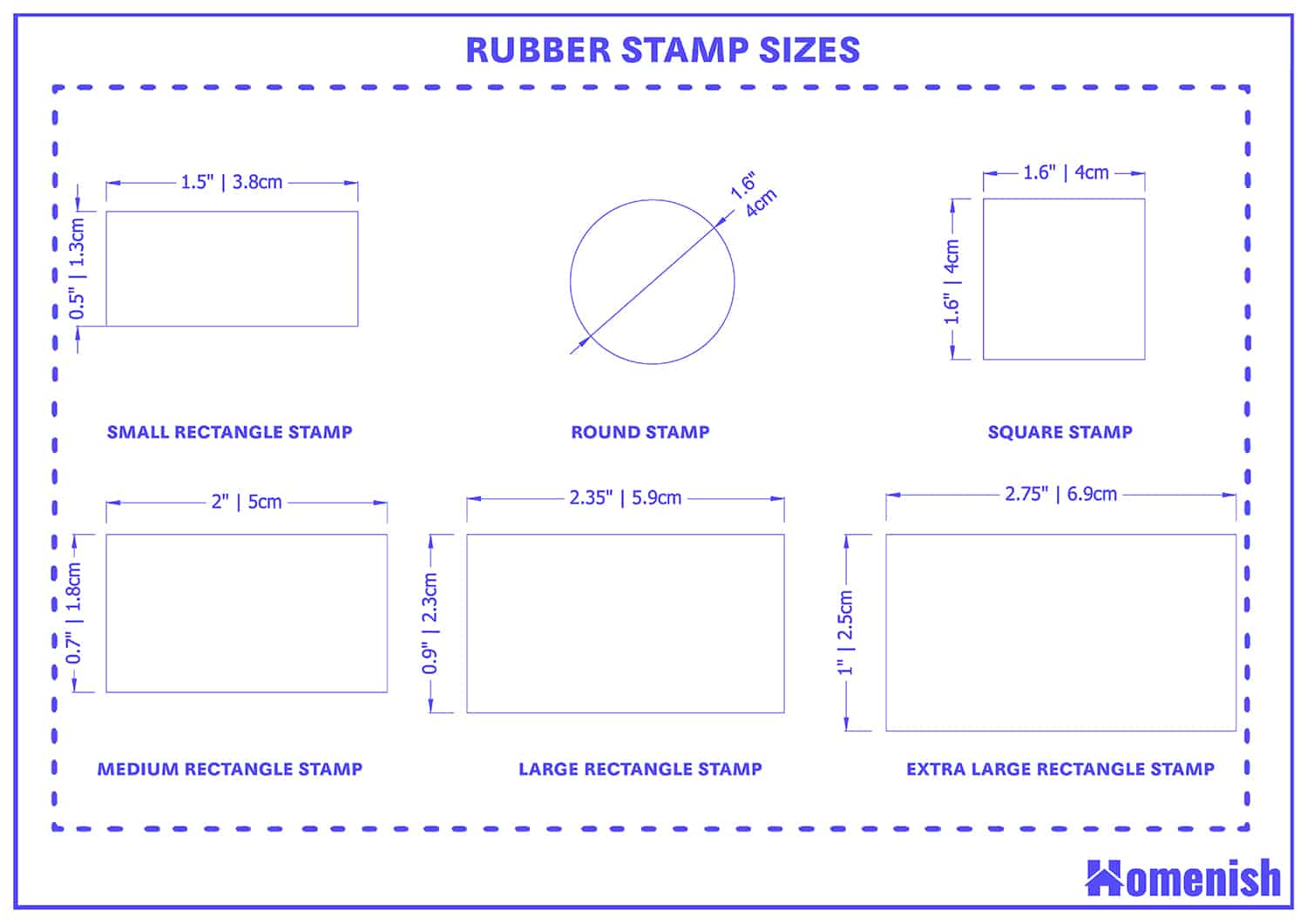 Guide To Standard Stamp Sizes with 2 Drawings Homenish