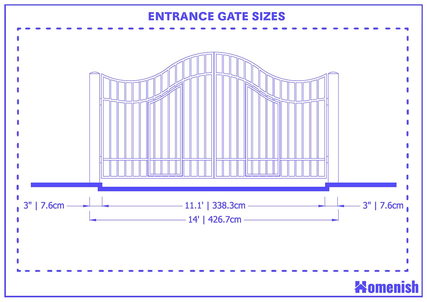 Standard Sizes Of An Entrance Gate with 2 Drawings Homenish