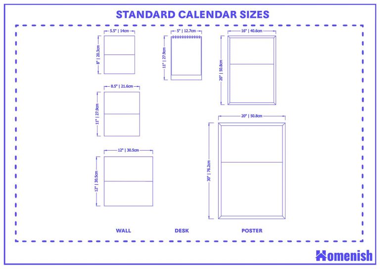 Guide to Standard Calendar Size (with Drawings) Homenish