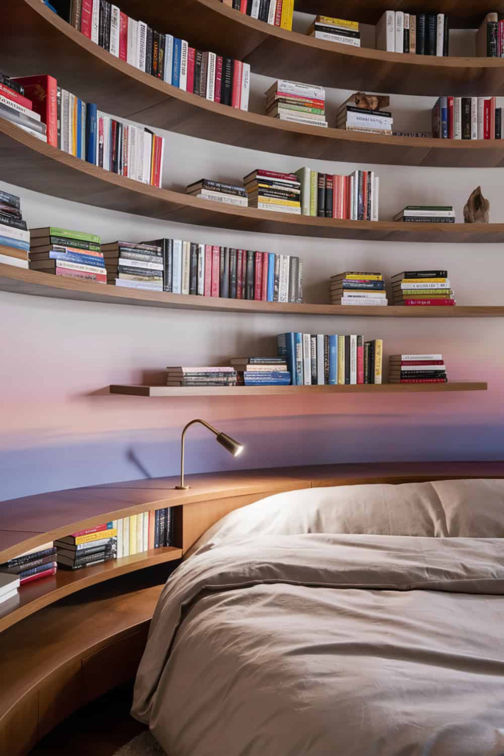 Floating Shelves Above Bed for Books and Decor