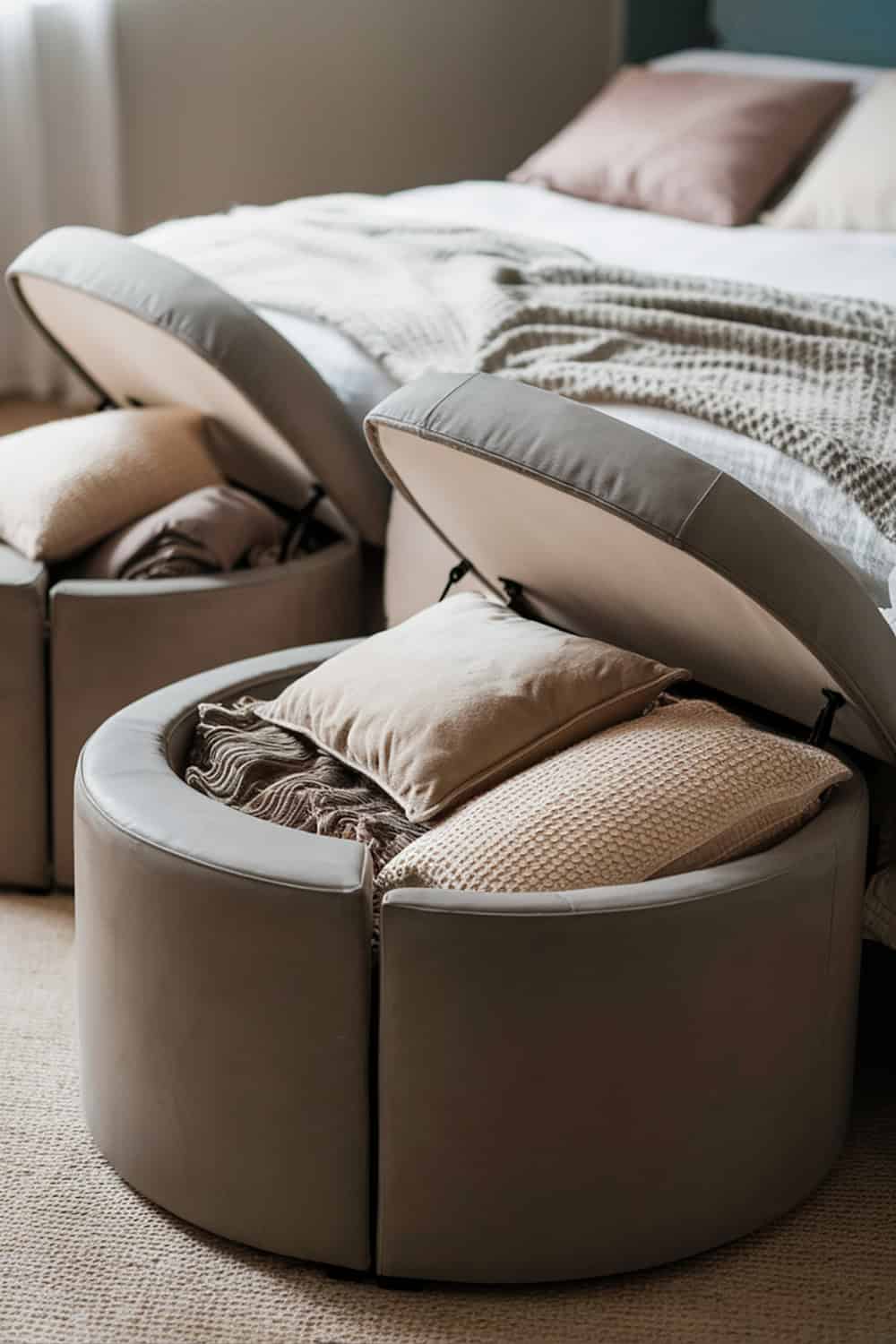 Hidden Storage Ottomans for Blankets and Pillows