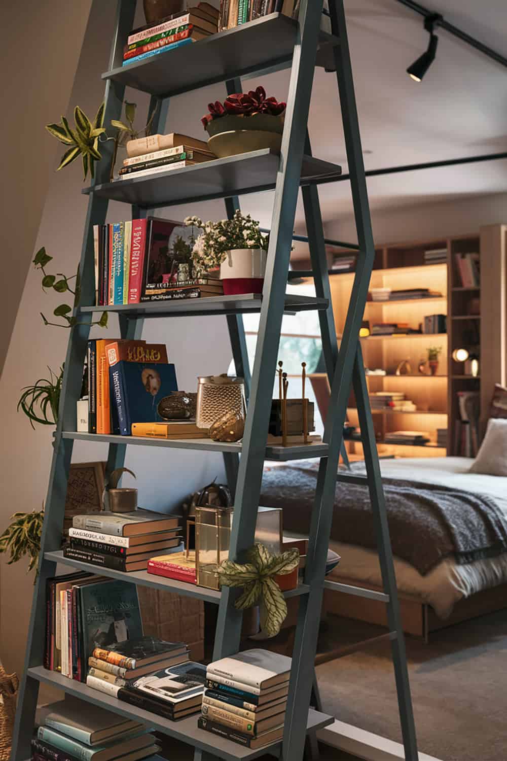 Ladder Shelves for Vertical Bedroom Storage