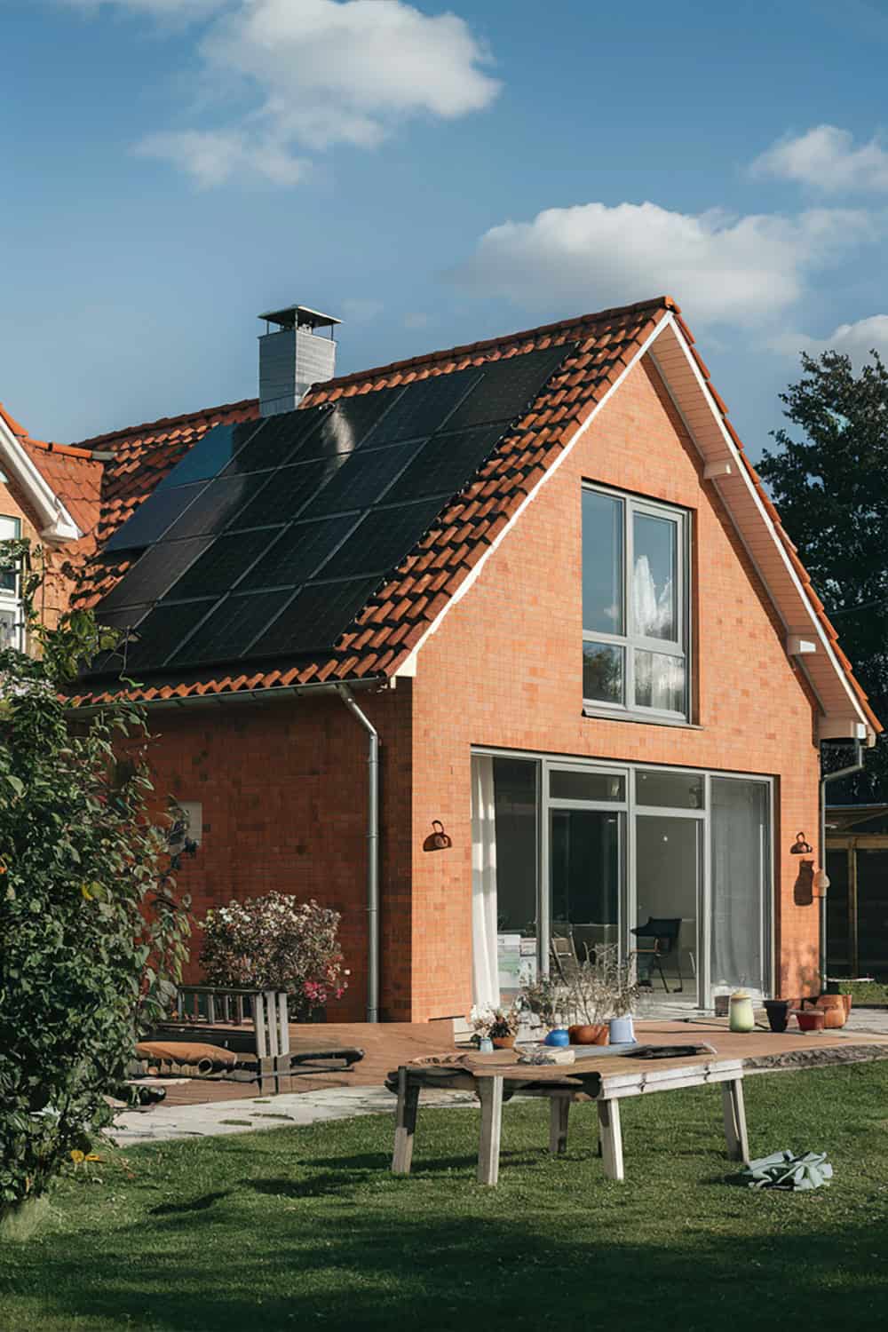 Orange Brick House with Solar Panels
