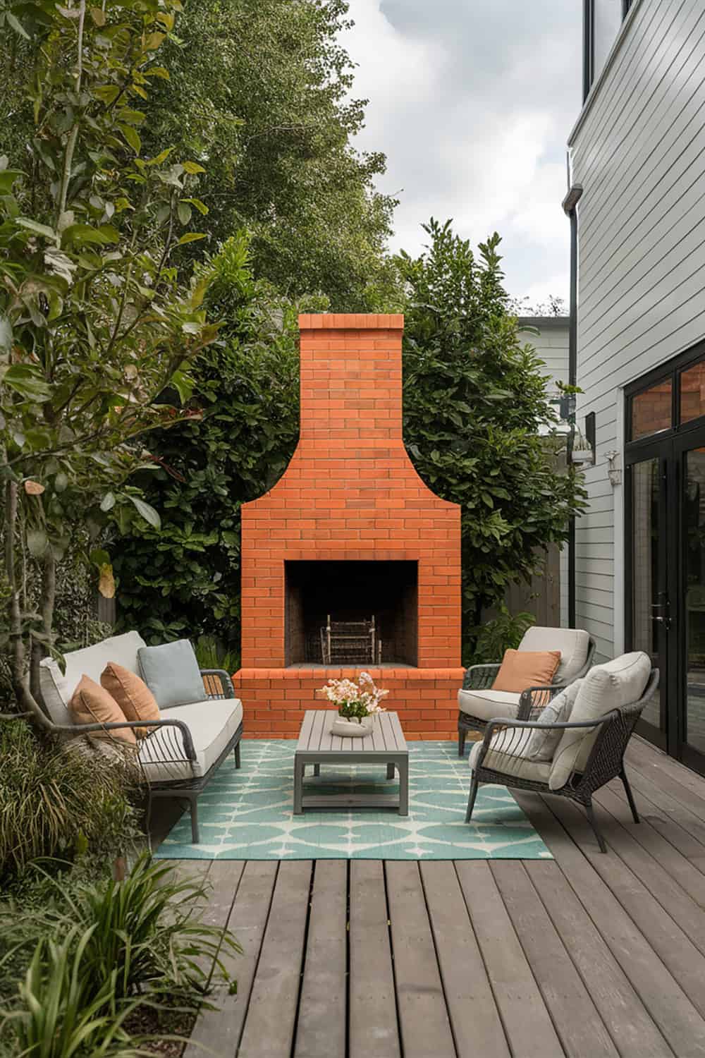 Orange Brick Outdoor Fireplace