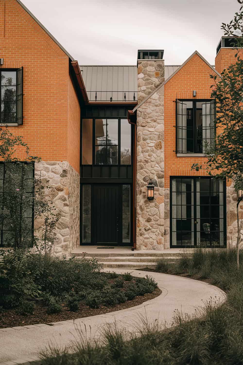Orange Brick and Stone Combination