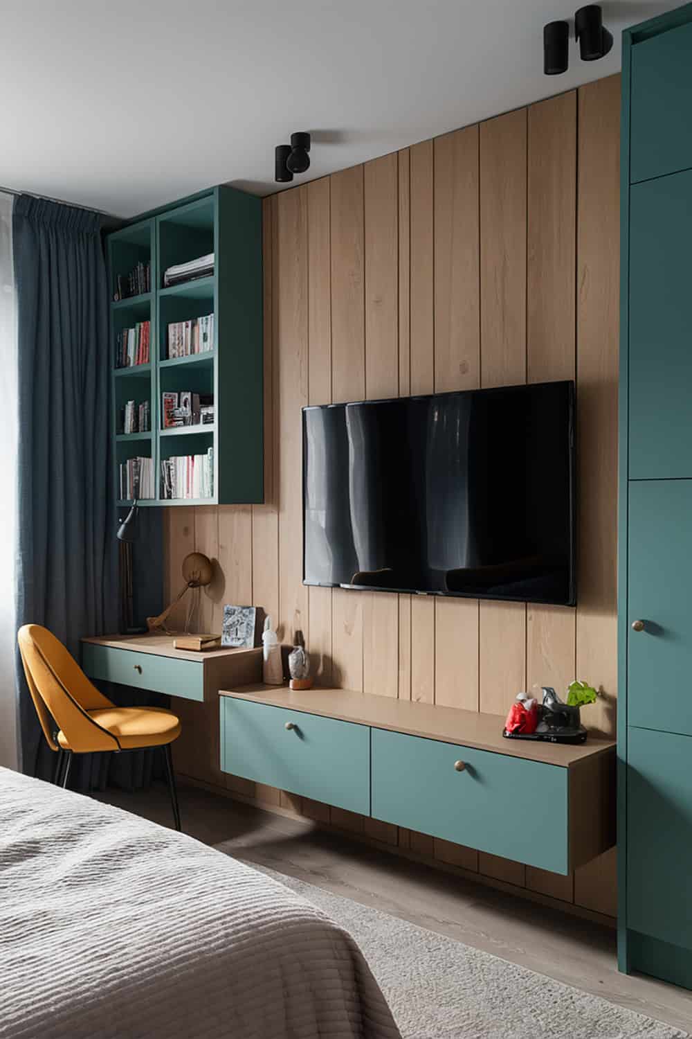 Wall Mounted TV Unit with Storage Cabinets