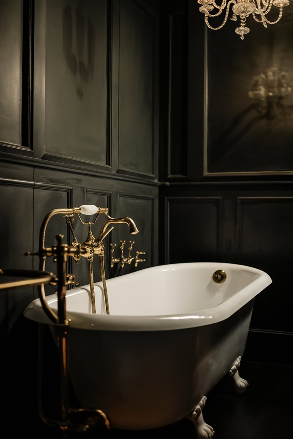 Antique Clawfoot Tub with Dark Walls