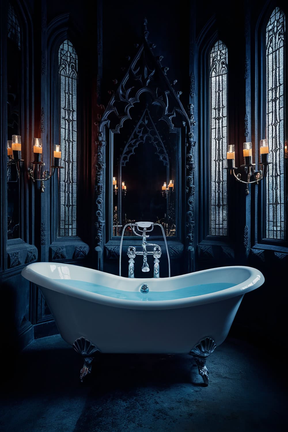 Freestanding Tub with Gothic Décor