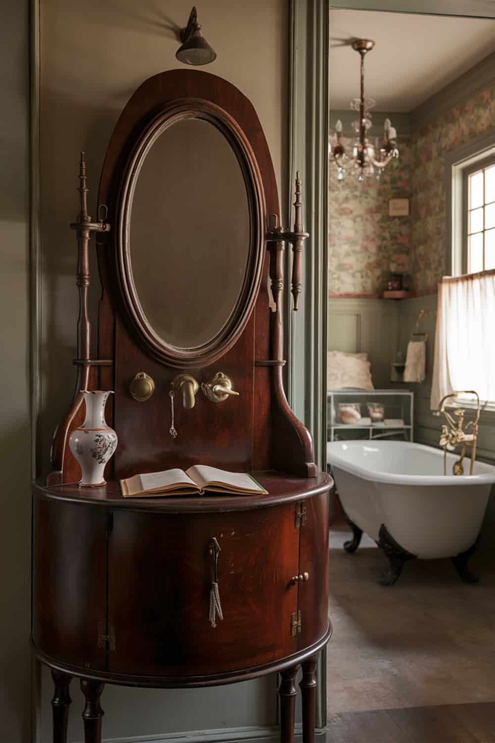 Vintage Vanity with Oval Mirror