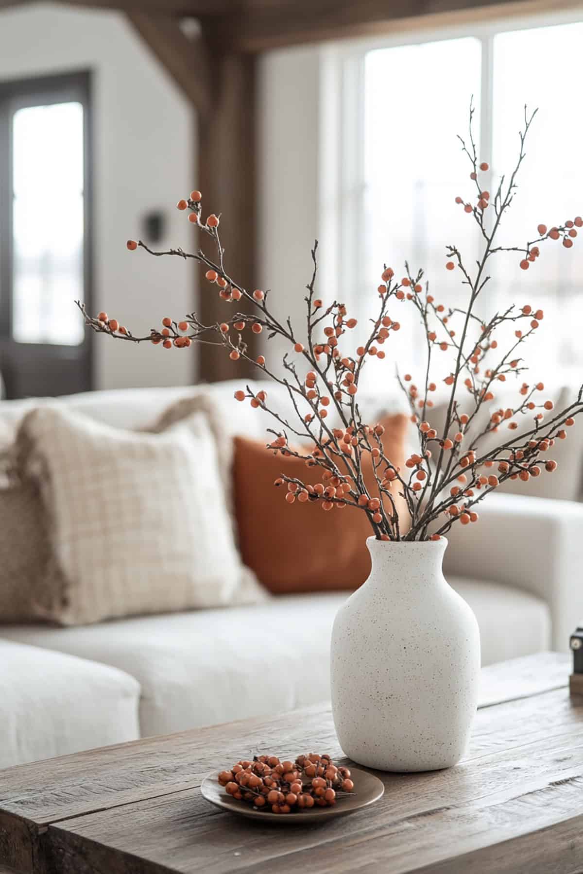 Faux Berry Branches in Vase