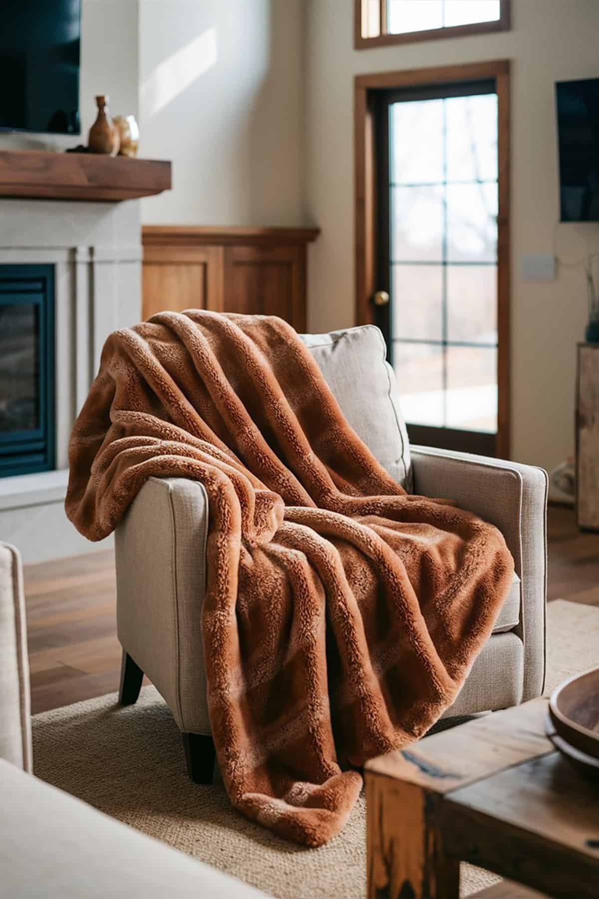 Faux Fur Throw on Armchair