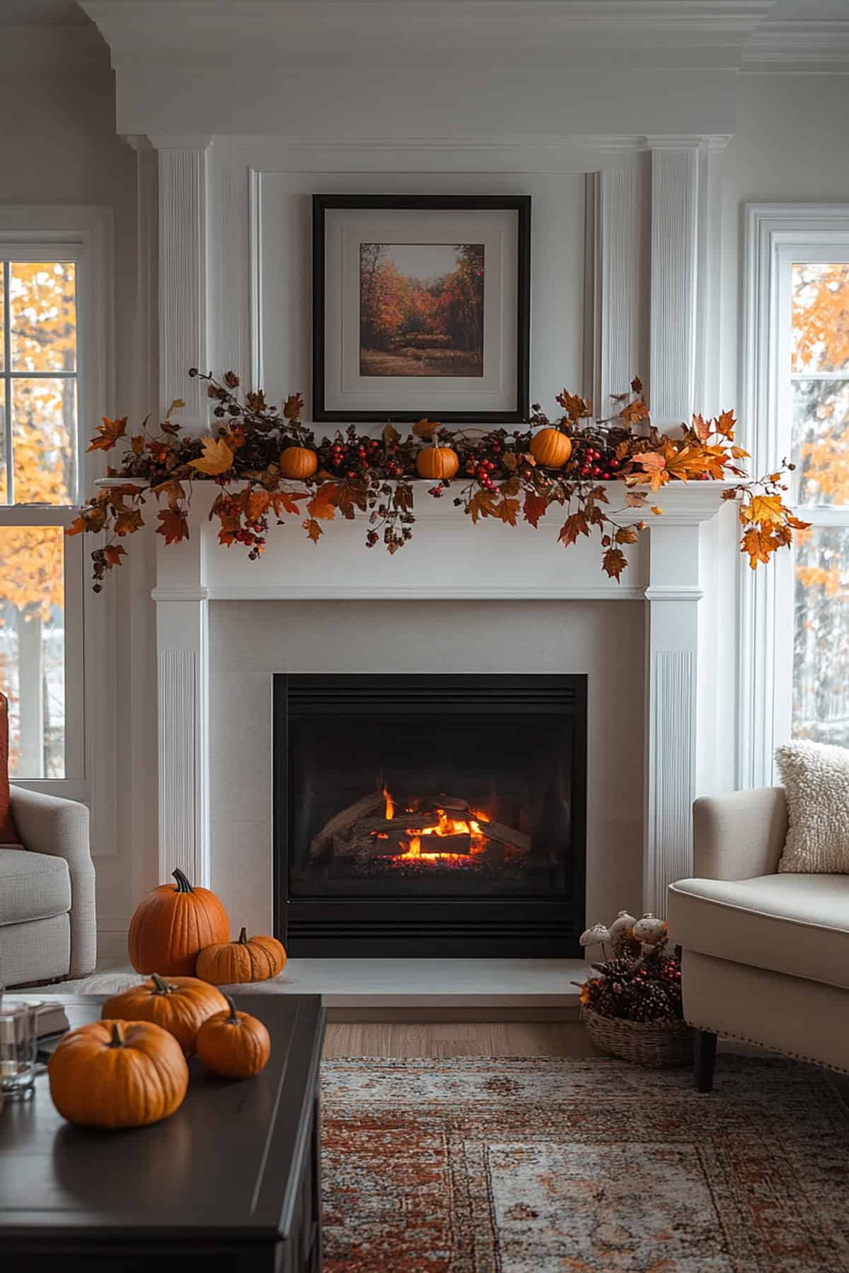 Fireplace Mantel with Autumn Garland