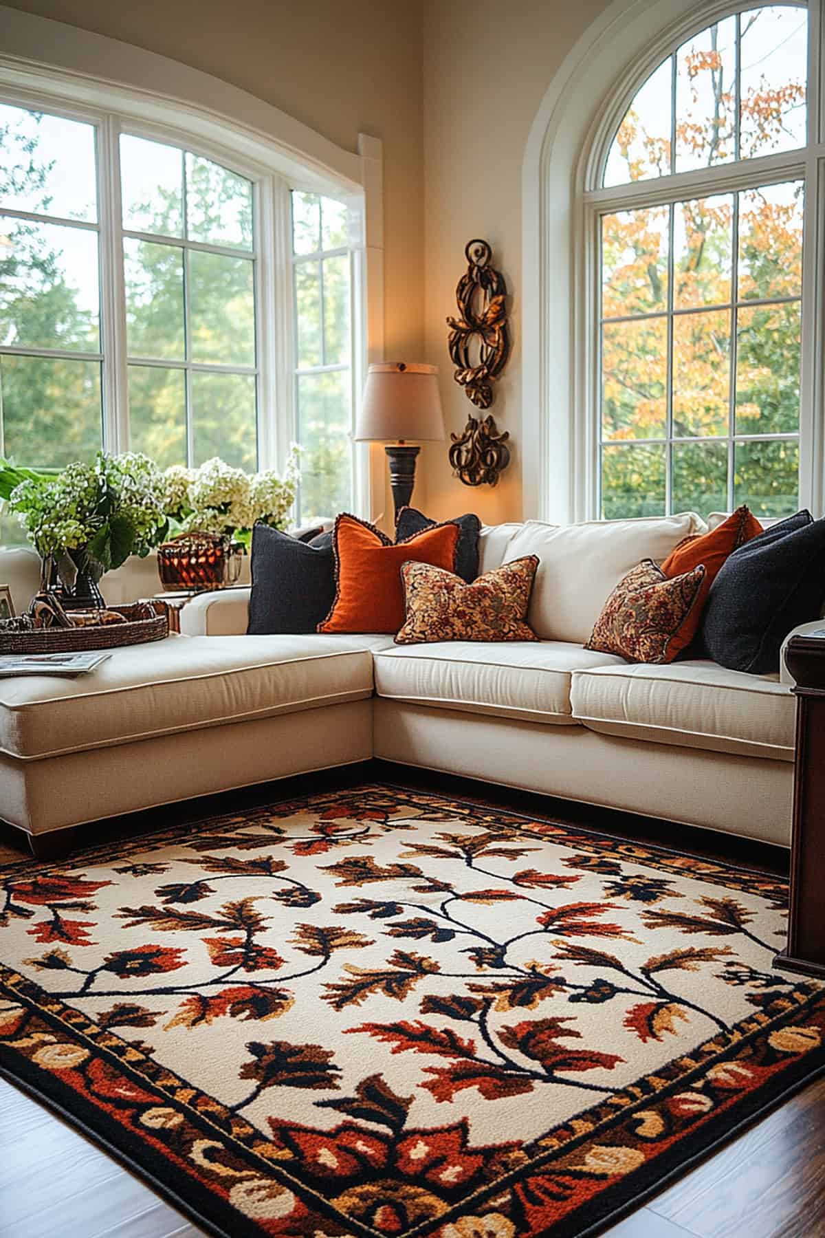 Leaf Patterned Area Rug