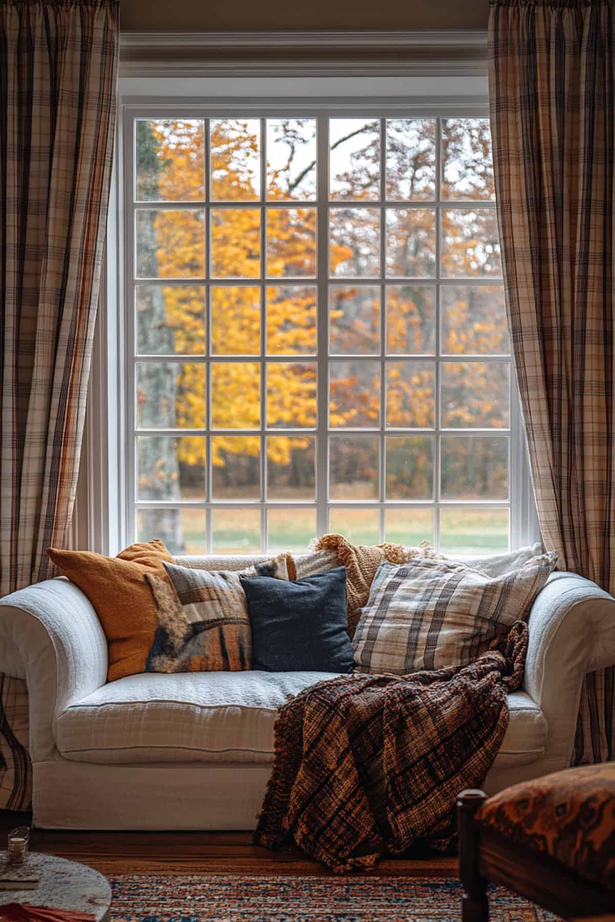 Plaid Curtains with Fall Colors