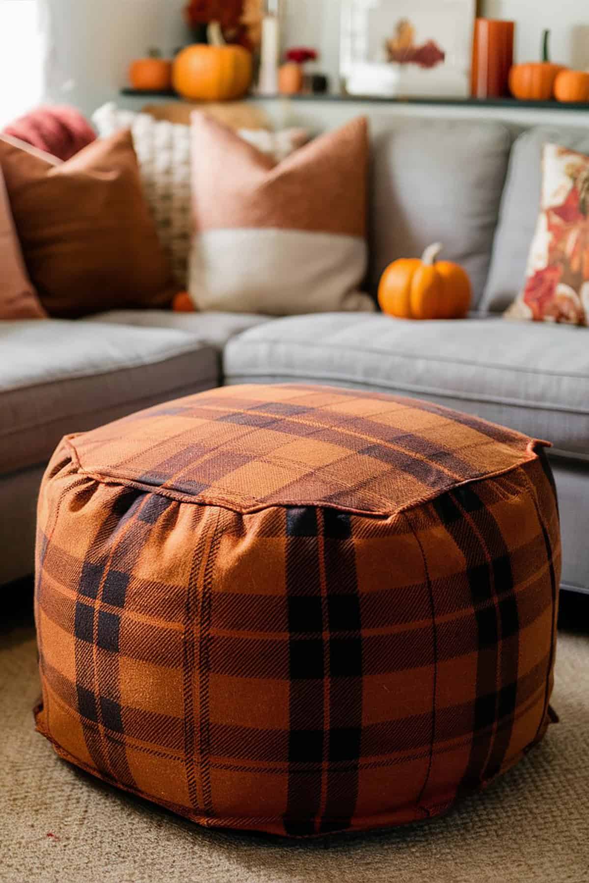 Plaid Ottoman or Pouf