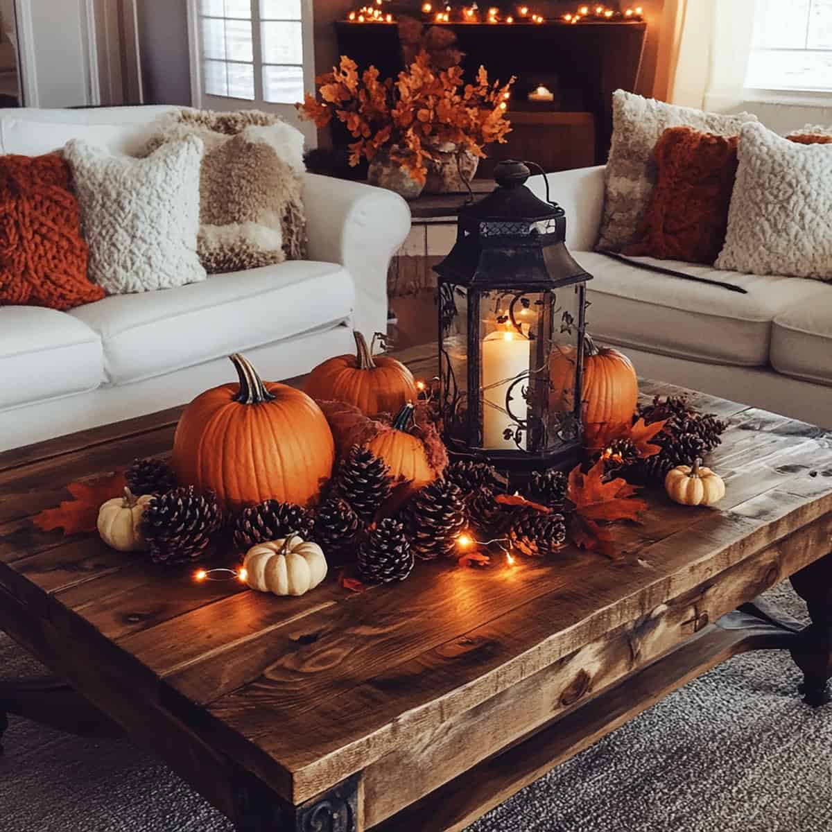 Rustic wooden coffee table