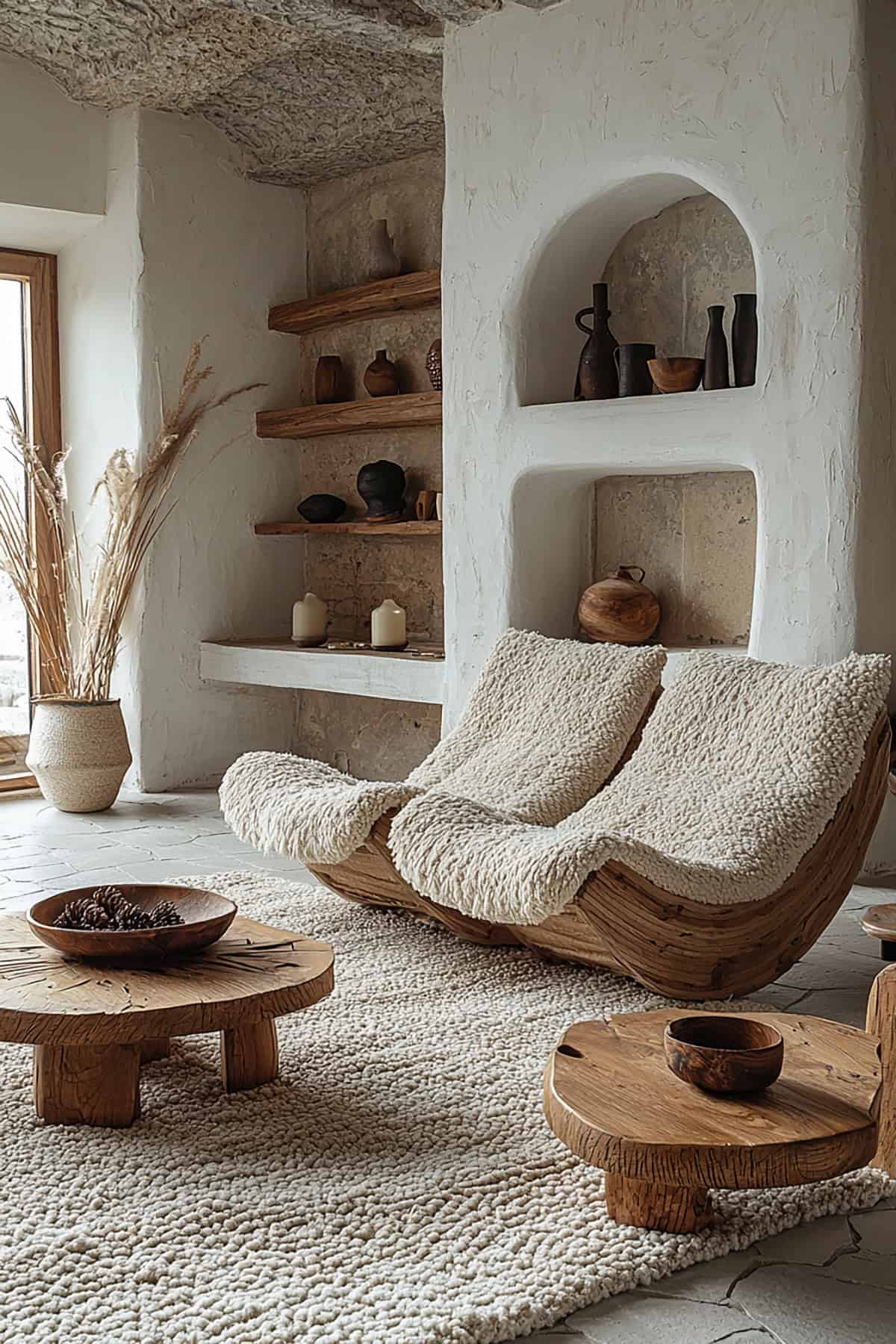 West Japandi Living Room with Statement Rug