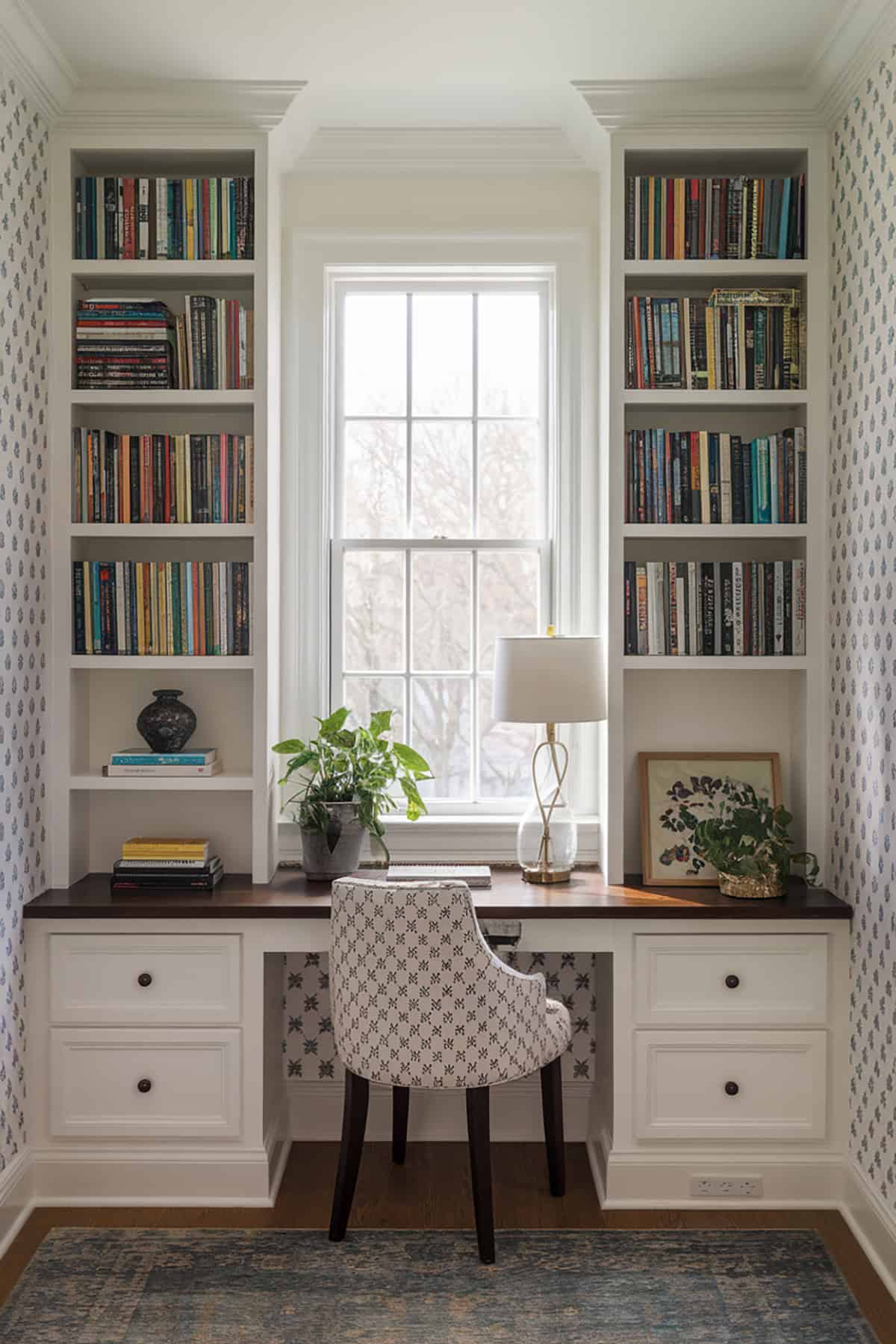 Bookshelves with Integrated Desk