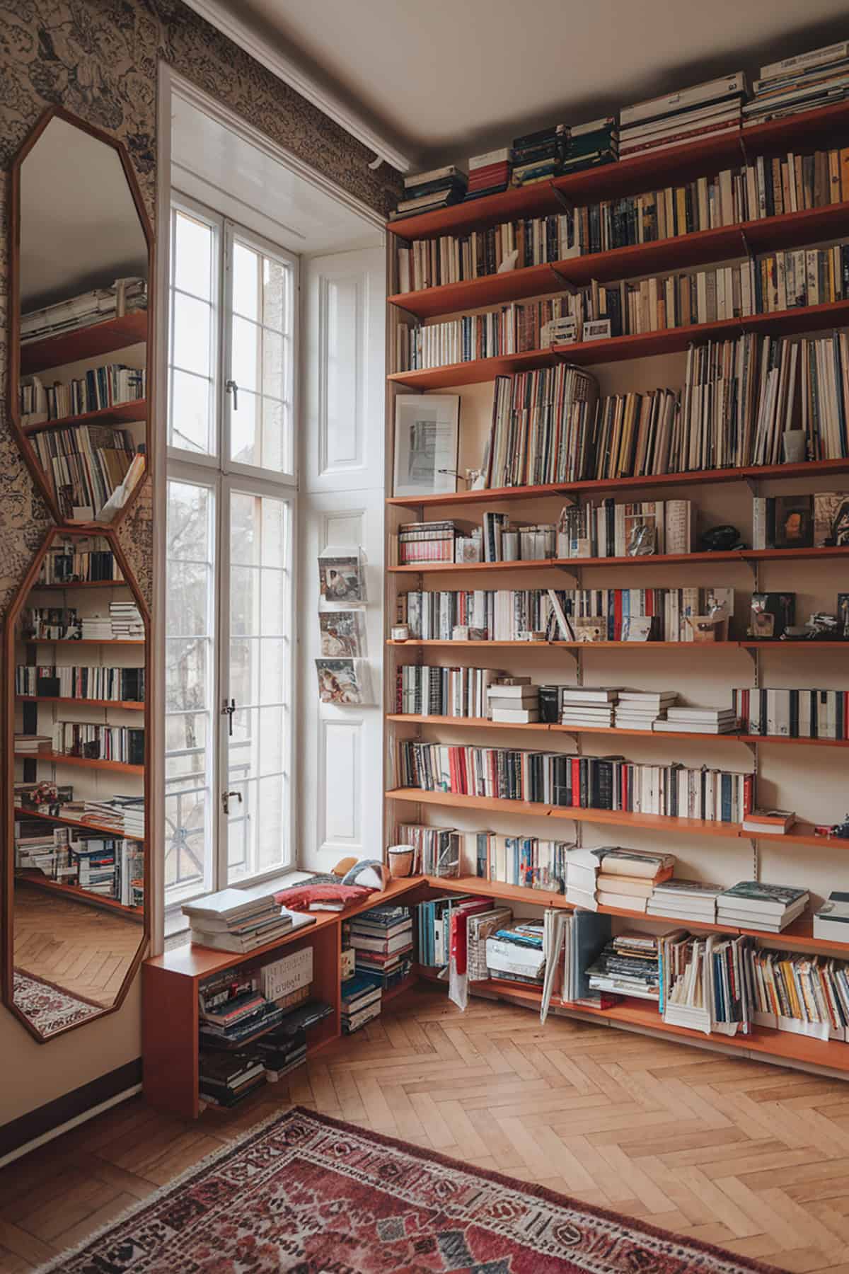 Bookshelves with Mirrors