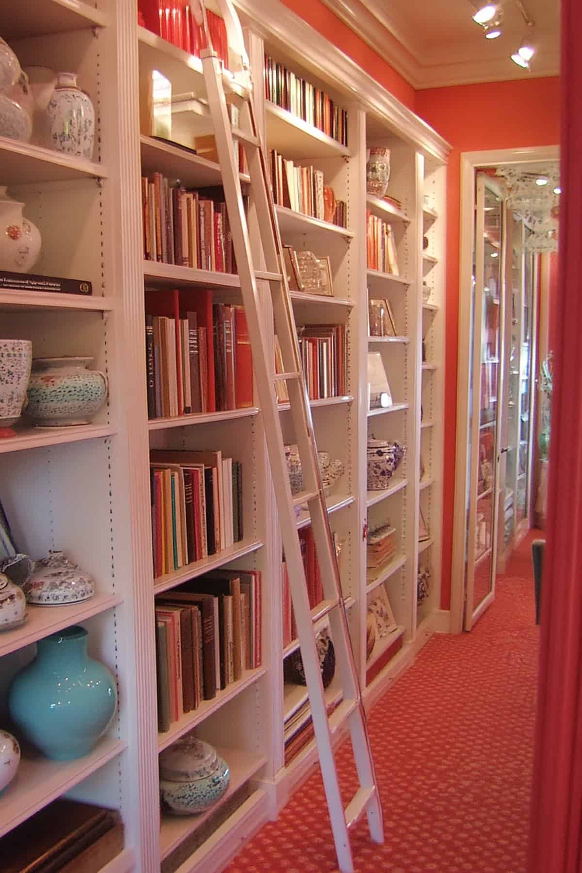 Bookshelves with Sliding Library Ladder