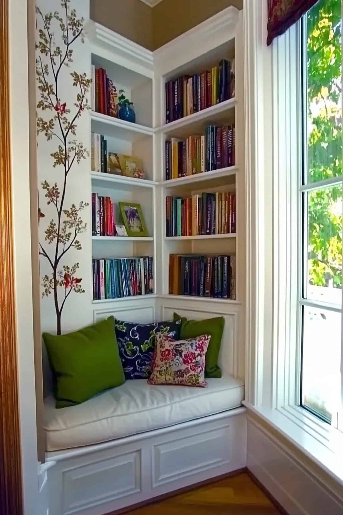 Corner Window Bookshelves