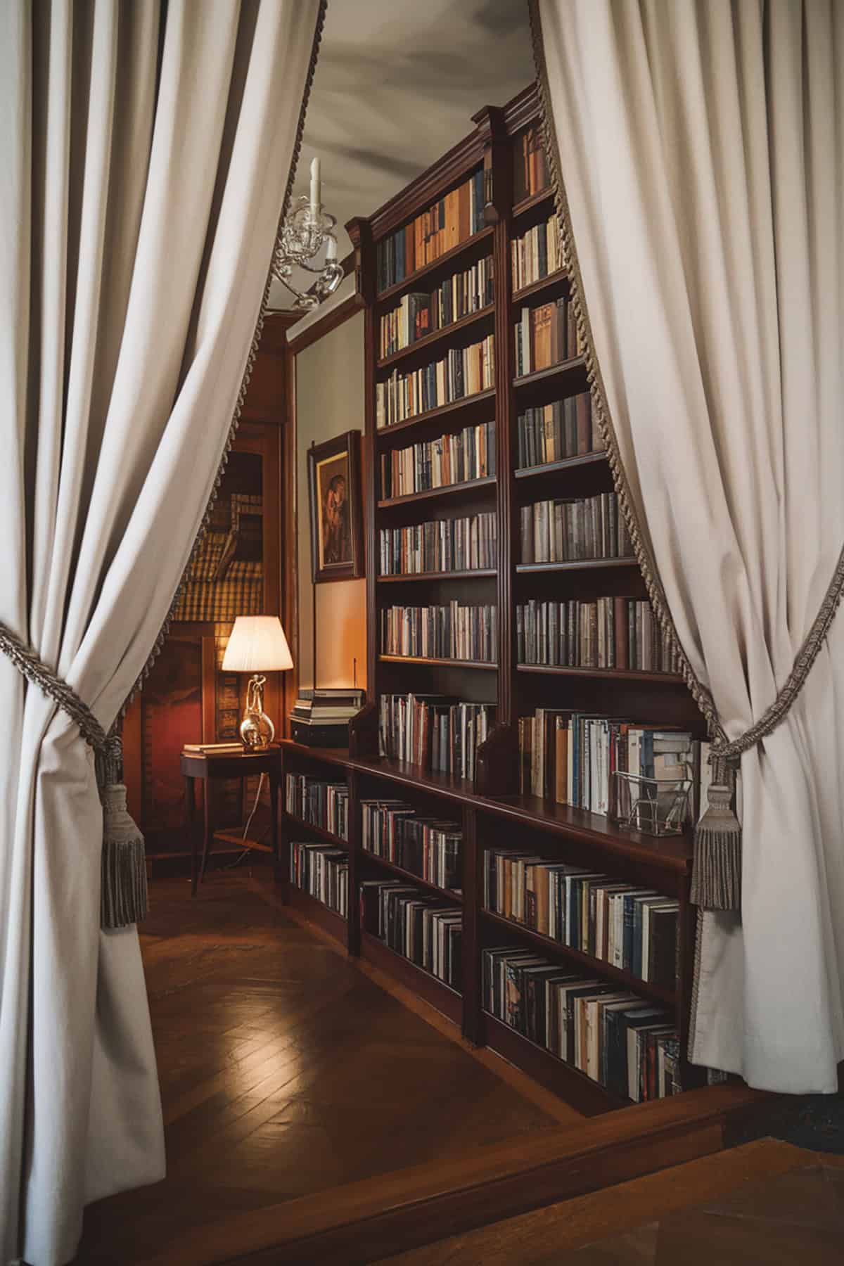 Hidden Shelves Behind Curtains