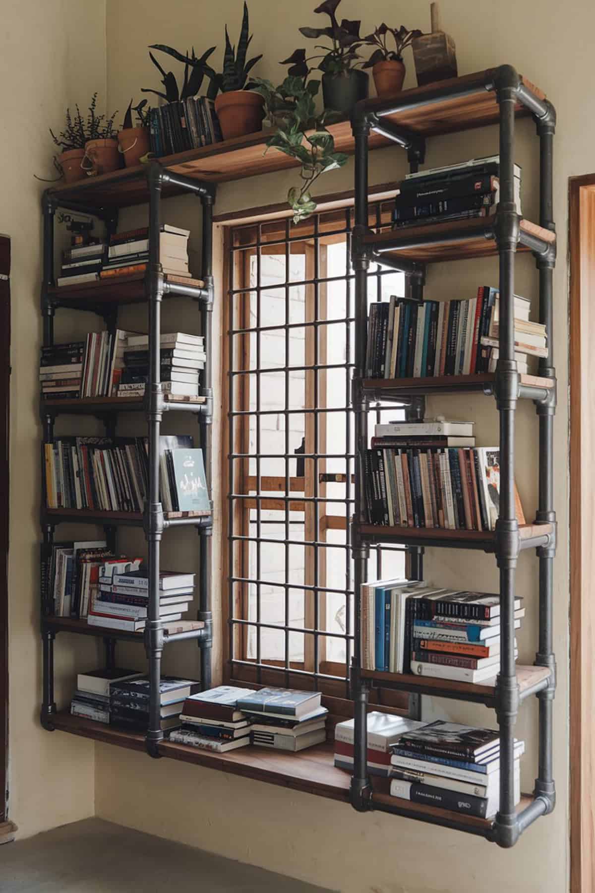 Industrial Pipe Bookshelves