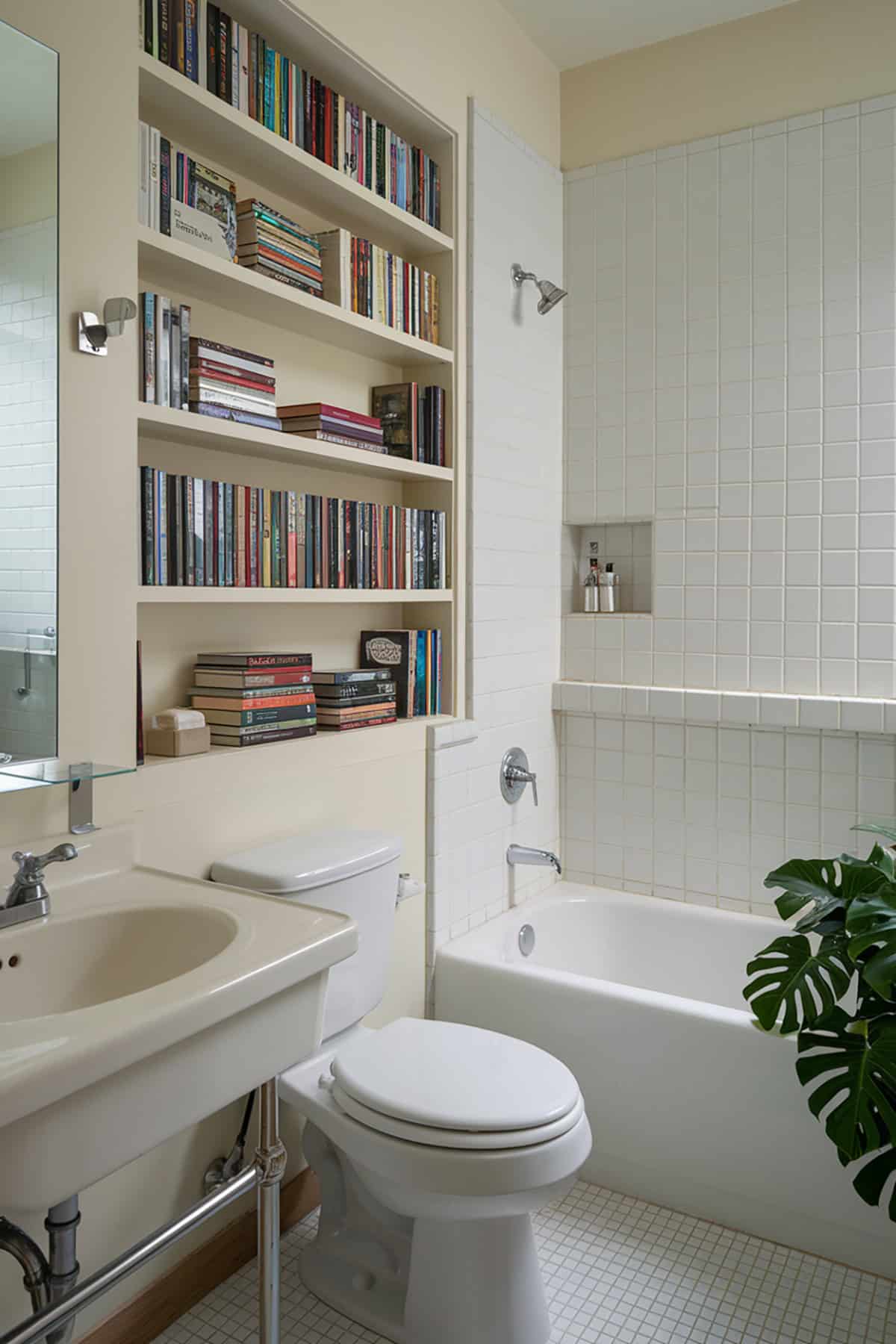 Bathroom Built In Bookshelves