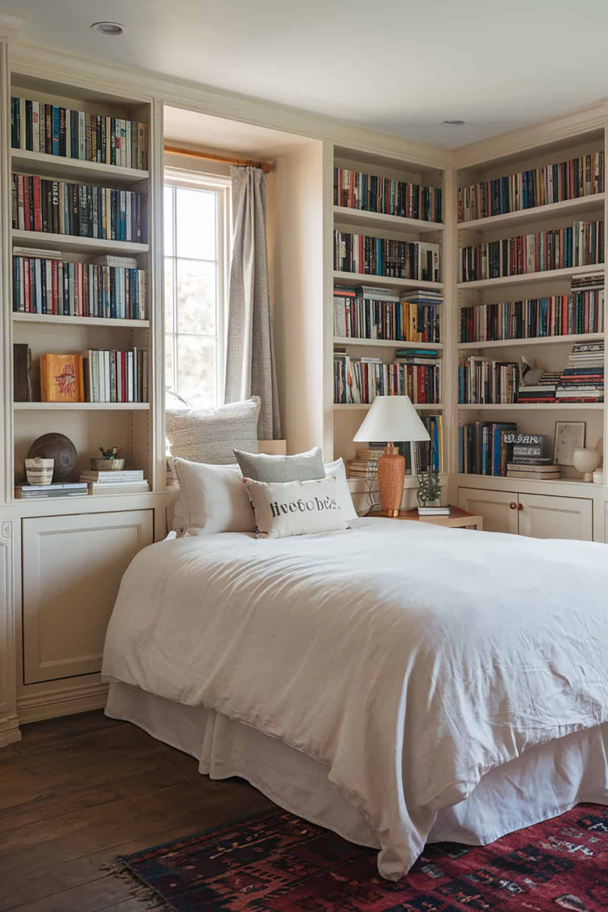 Bookshelves Framing A Bed