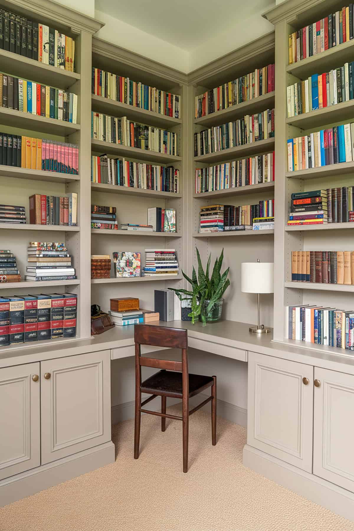 Bookshelves Framing A Desk