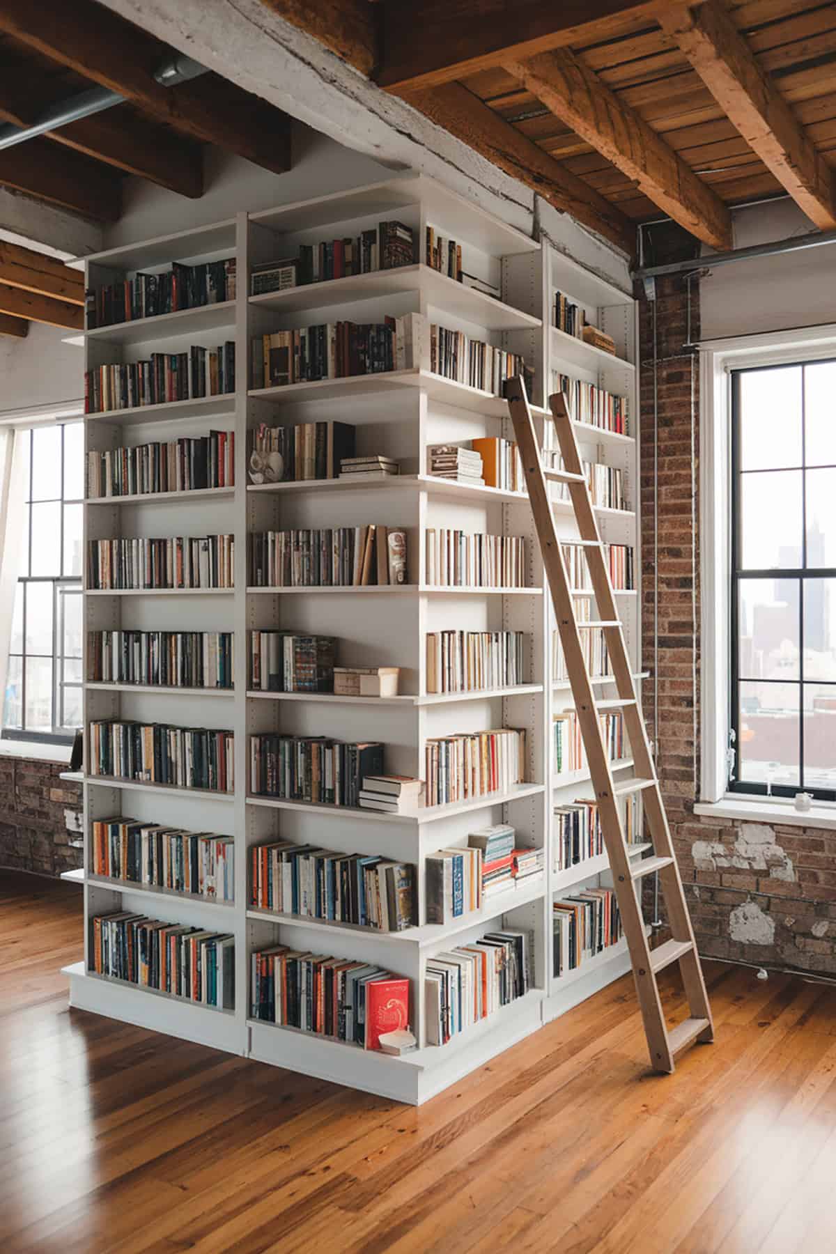 Bookshelves In A Loft Space