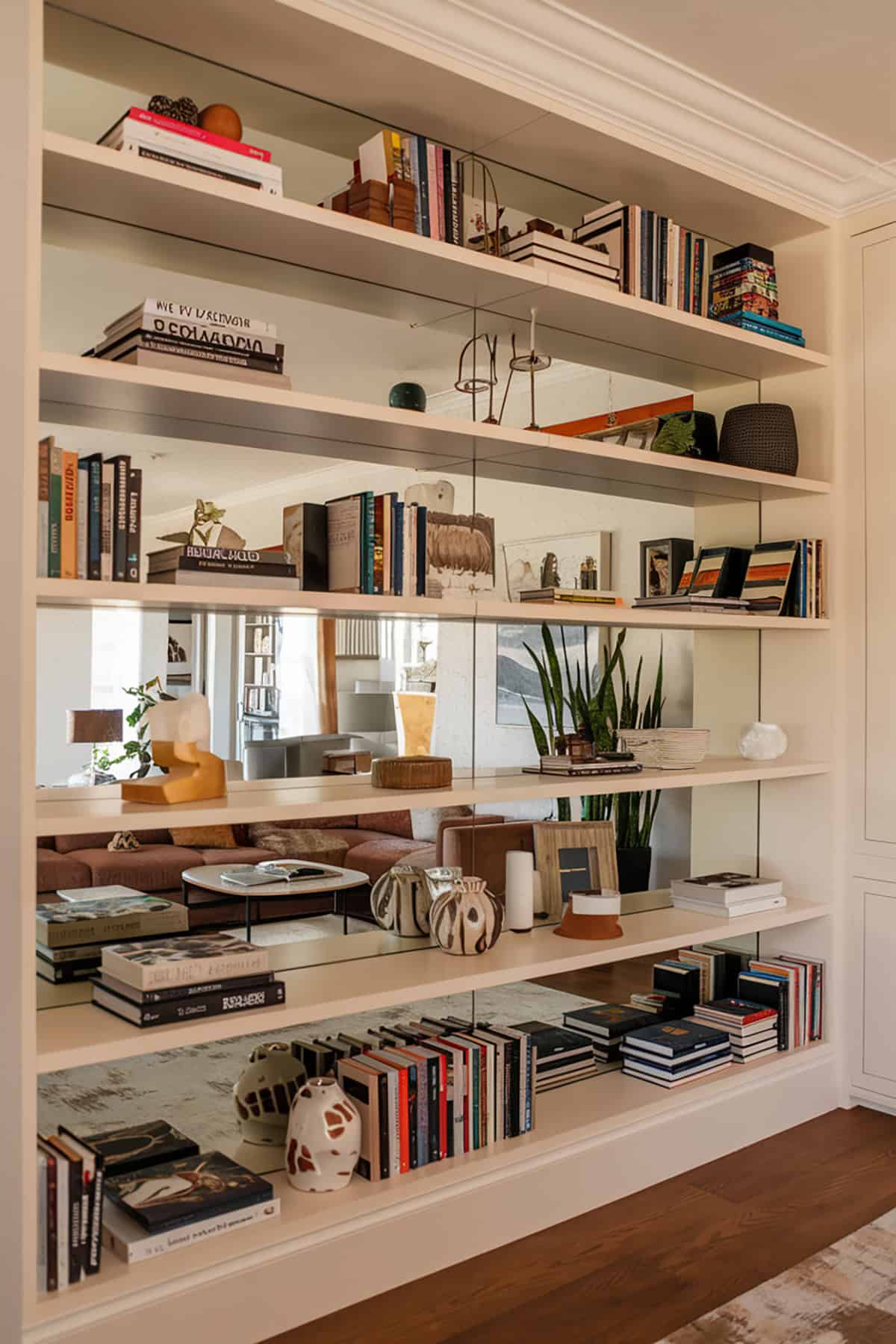 Bookshelves With Mirrored Backing