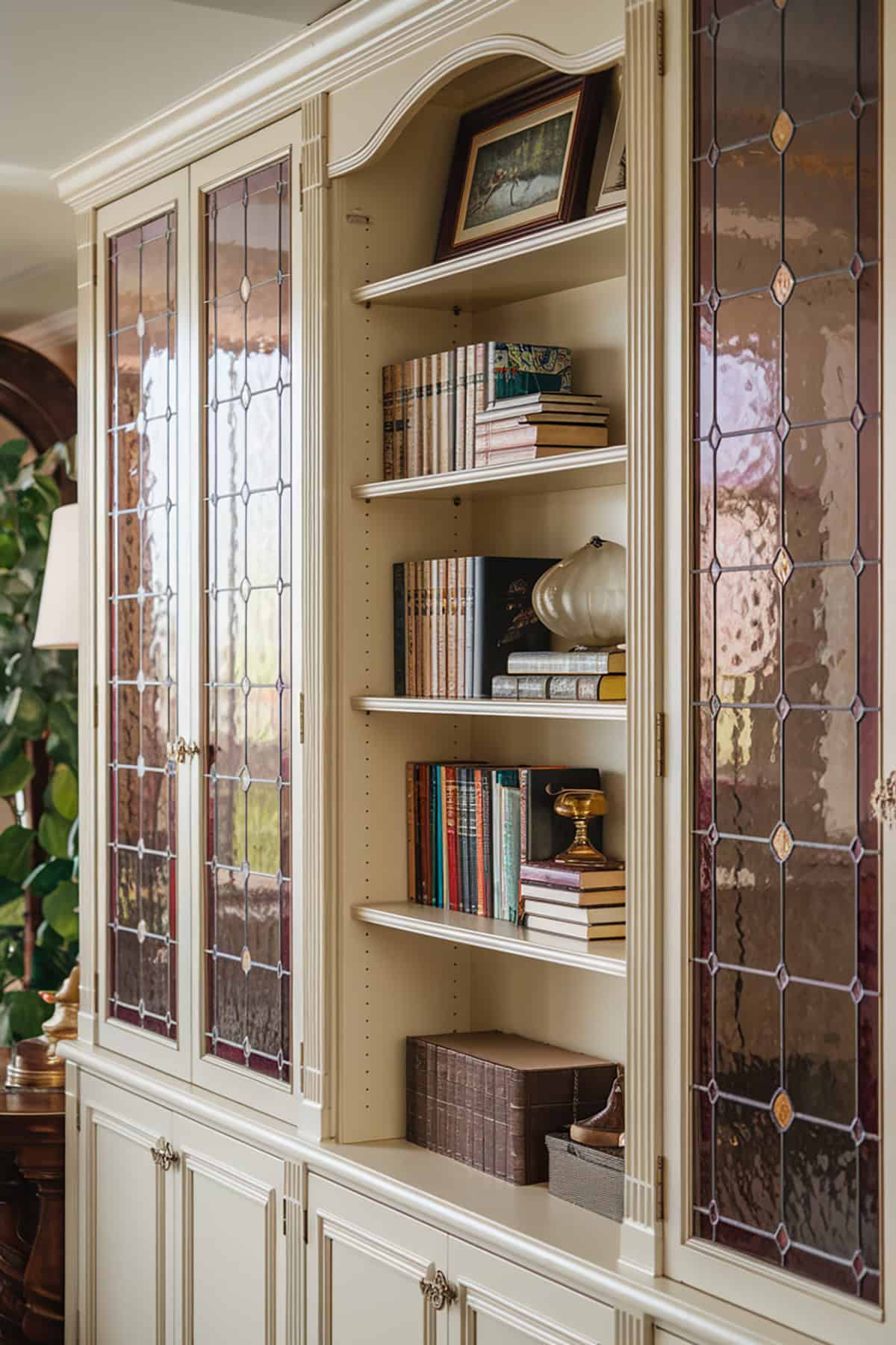 Bookshelves With Stained Glass Doors