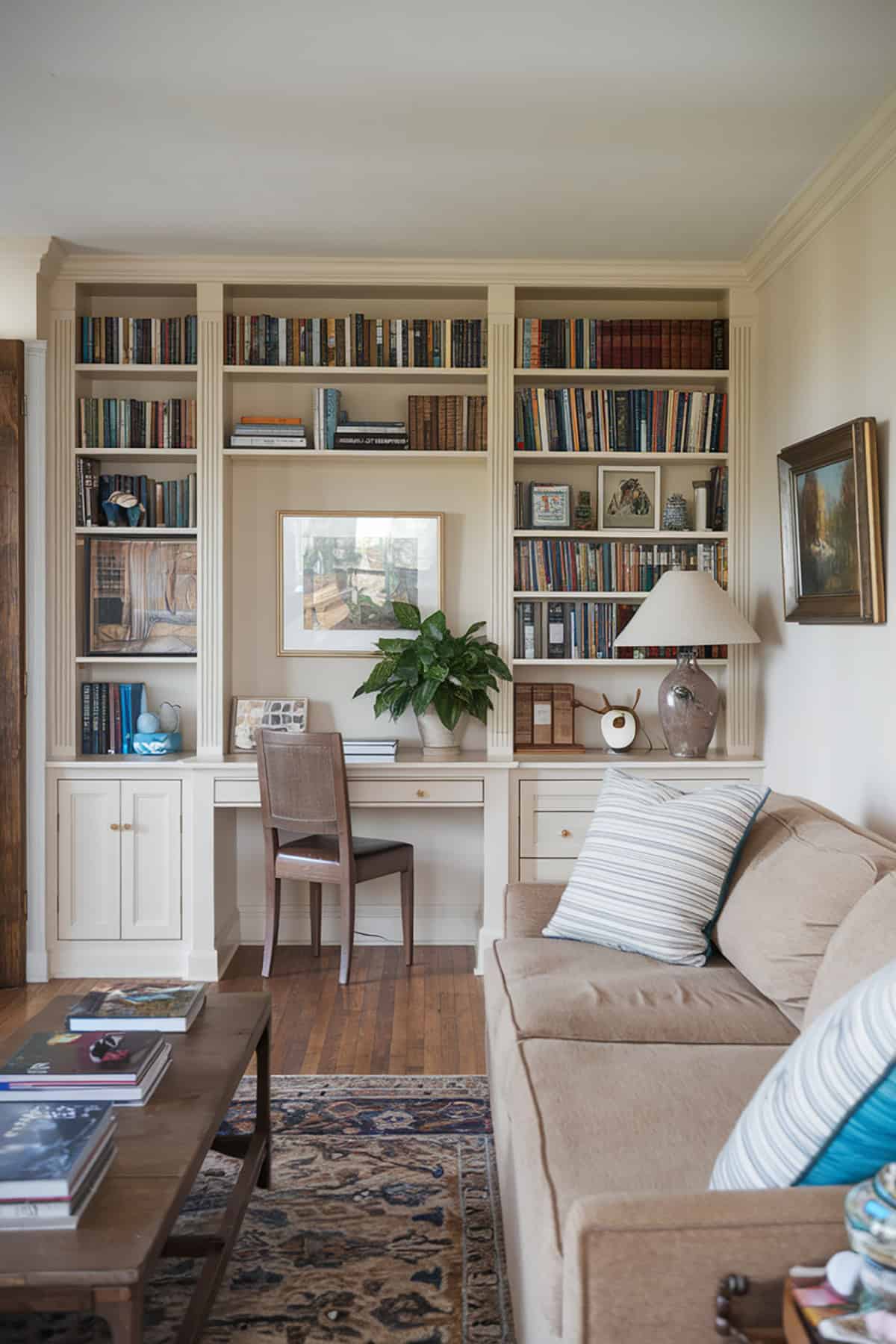 Bookshelves with Built In Desk