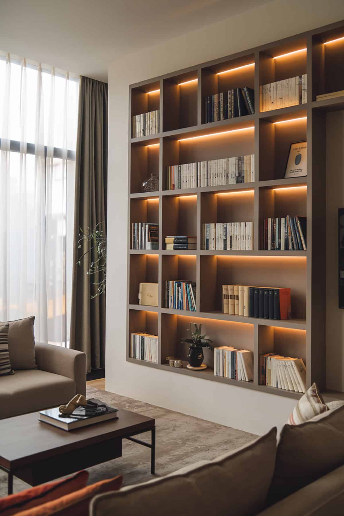 Bookshelves with Built In Lighting