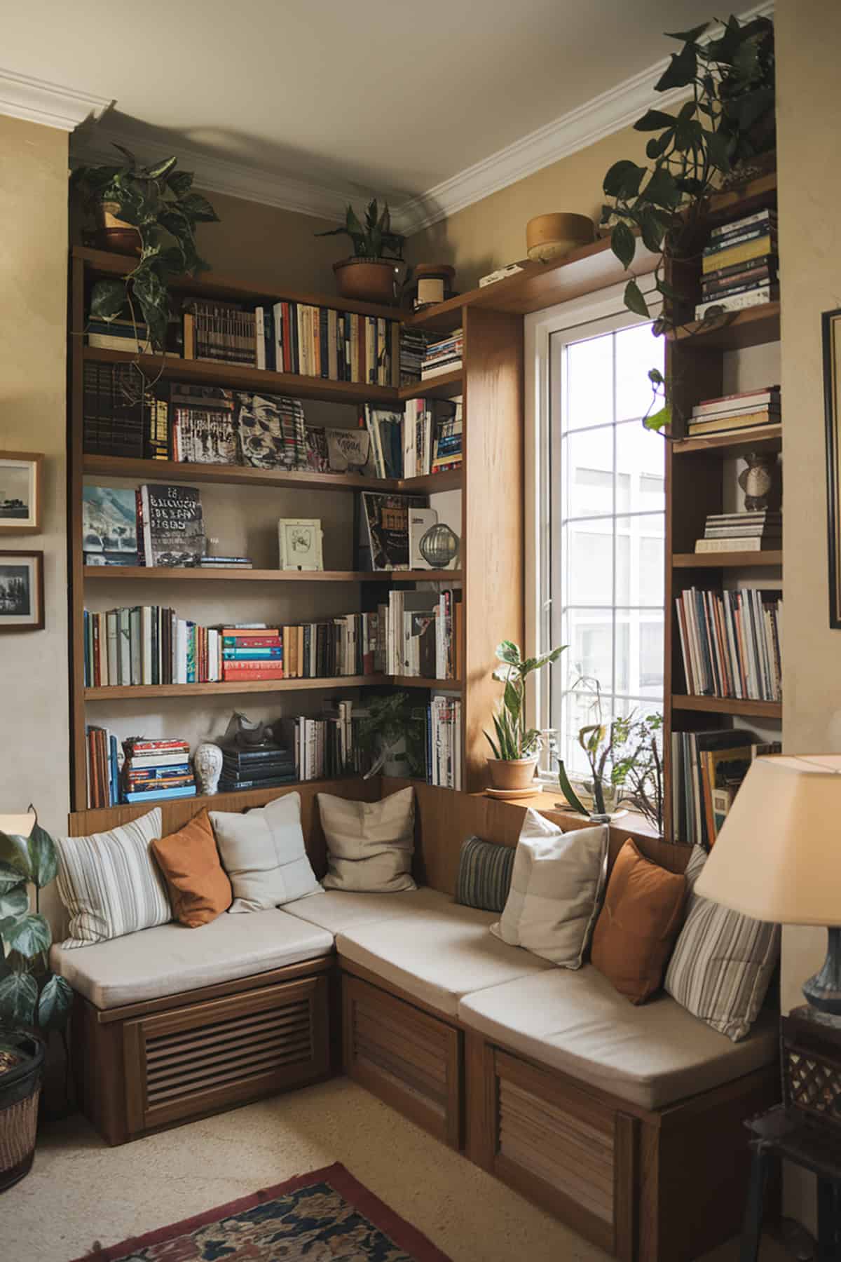 Bookshelves with Built In Seating