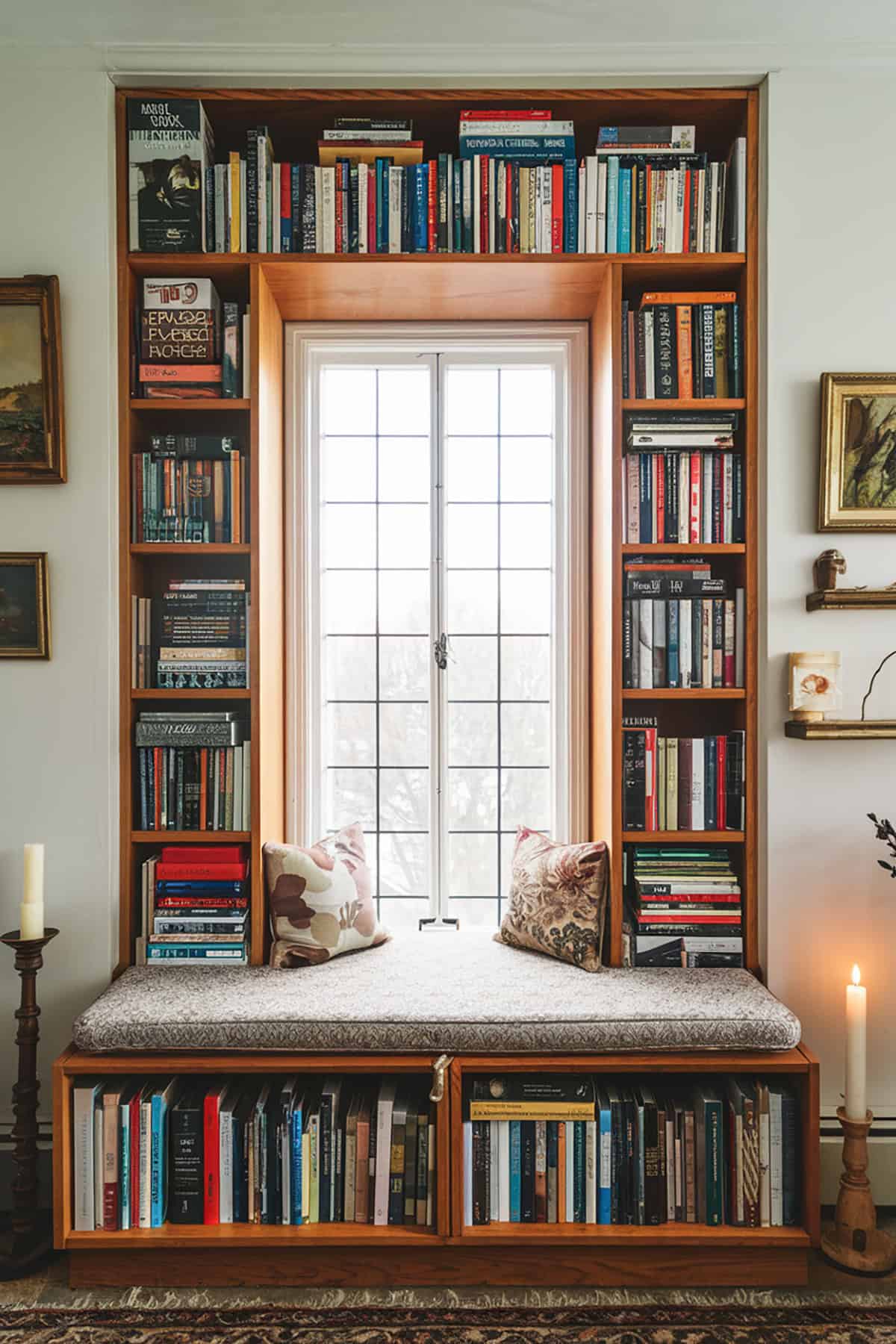 Bookshelves with Cushioned Top