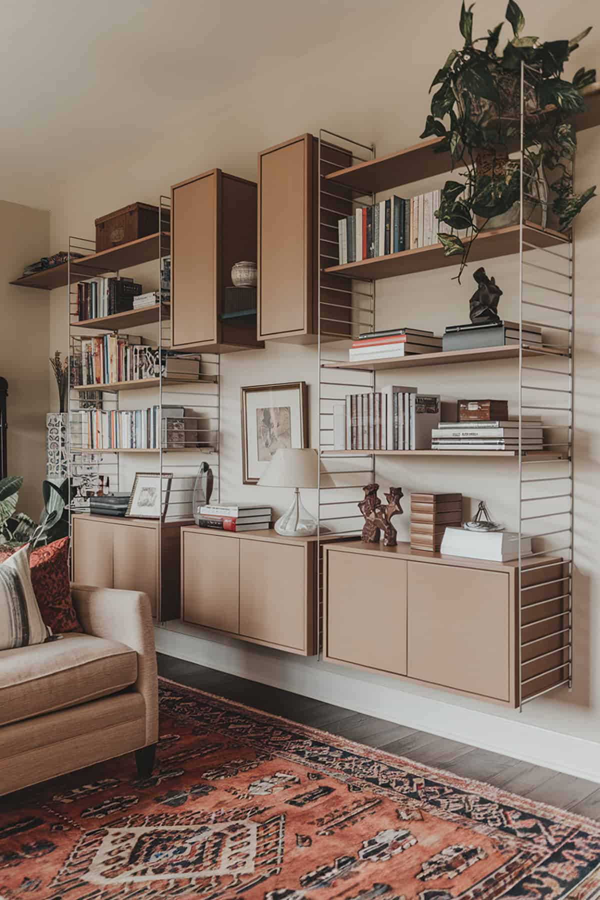 Bookshelves with Floating Cabinets